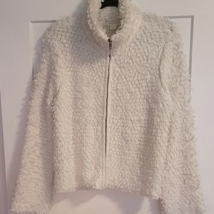 Saltwater Luxe Zip Up Cream Sweater Large